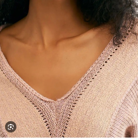 Free People Lemonade Stand Textured Vneck Sweater Size M Bohemian - Picture 4 of 15